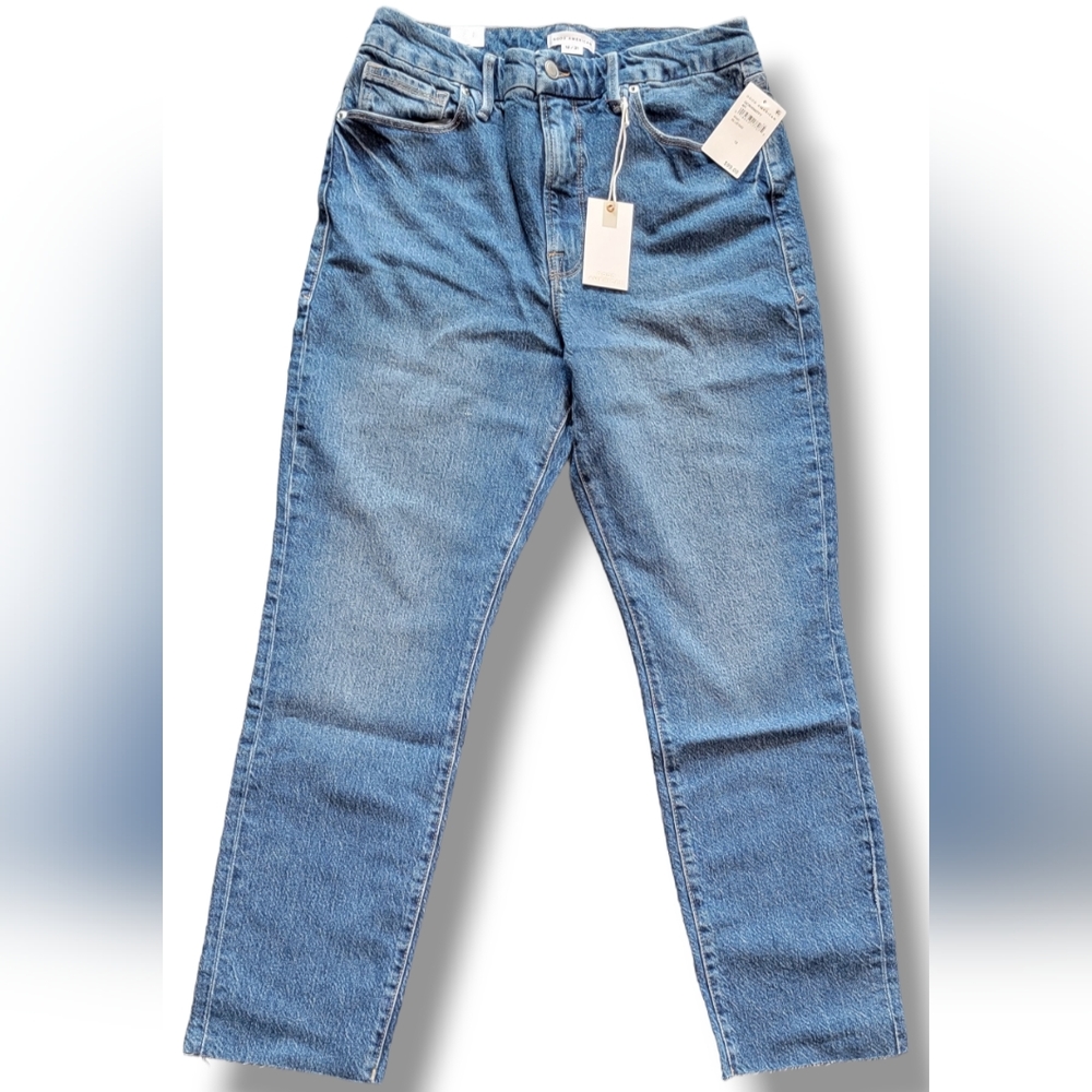 Good American Good Classic Raw Hem Jeans Size 12/31 Skinnyish Hi-rise New! - Picture 4 of 11